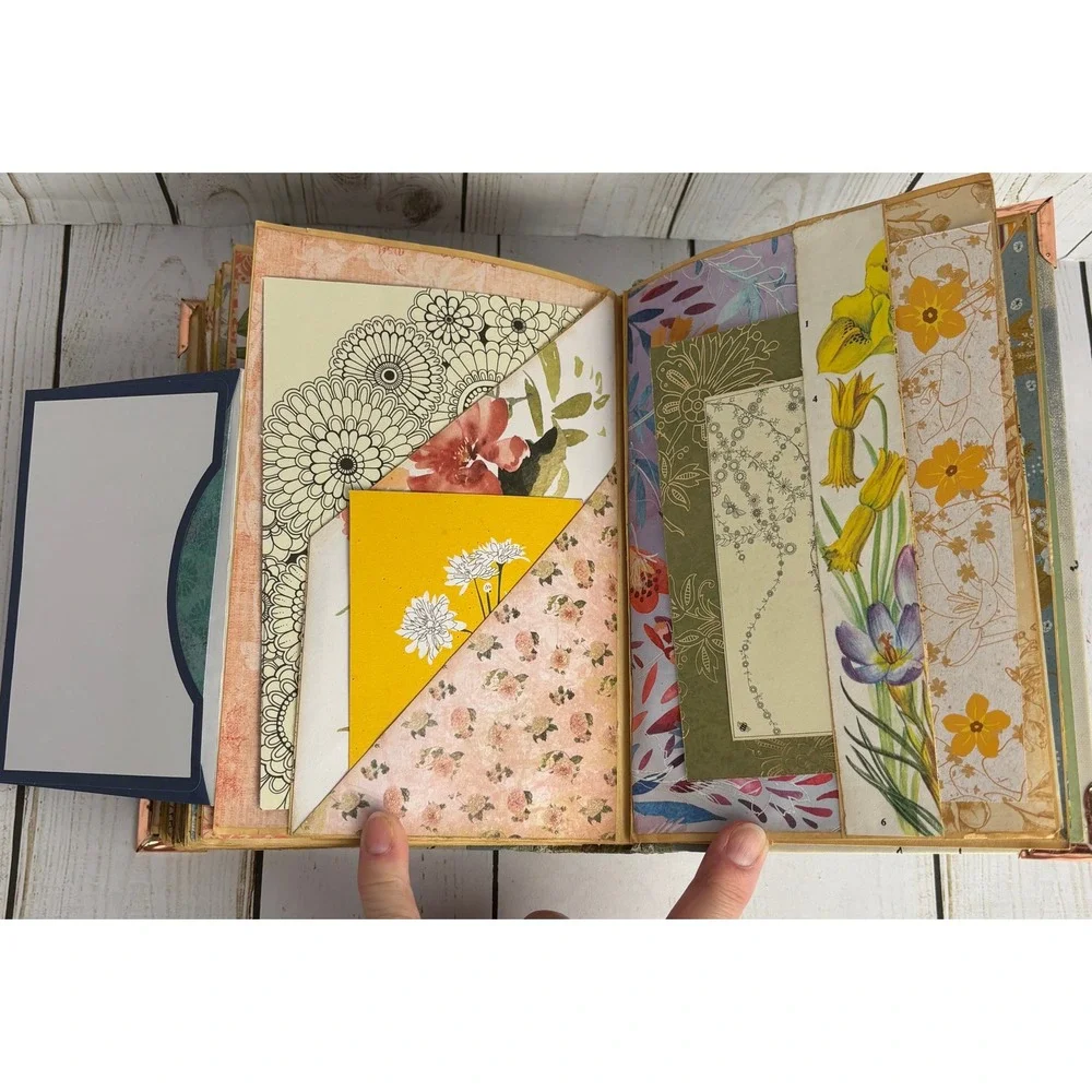 Handmade Botanical Junk Journal Floral Scrapbook Hardcover Ribbon Tie Ephemera
